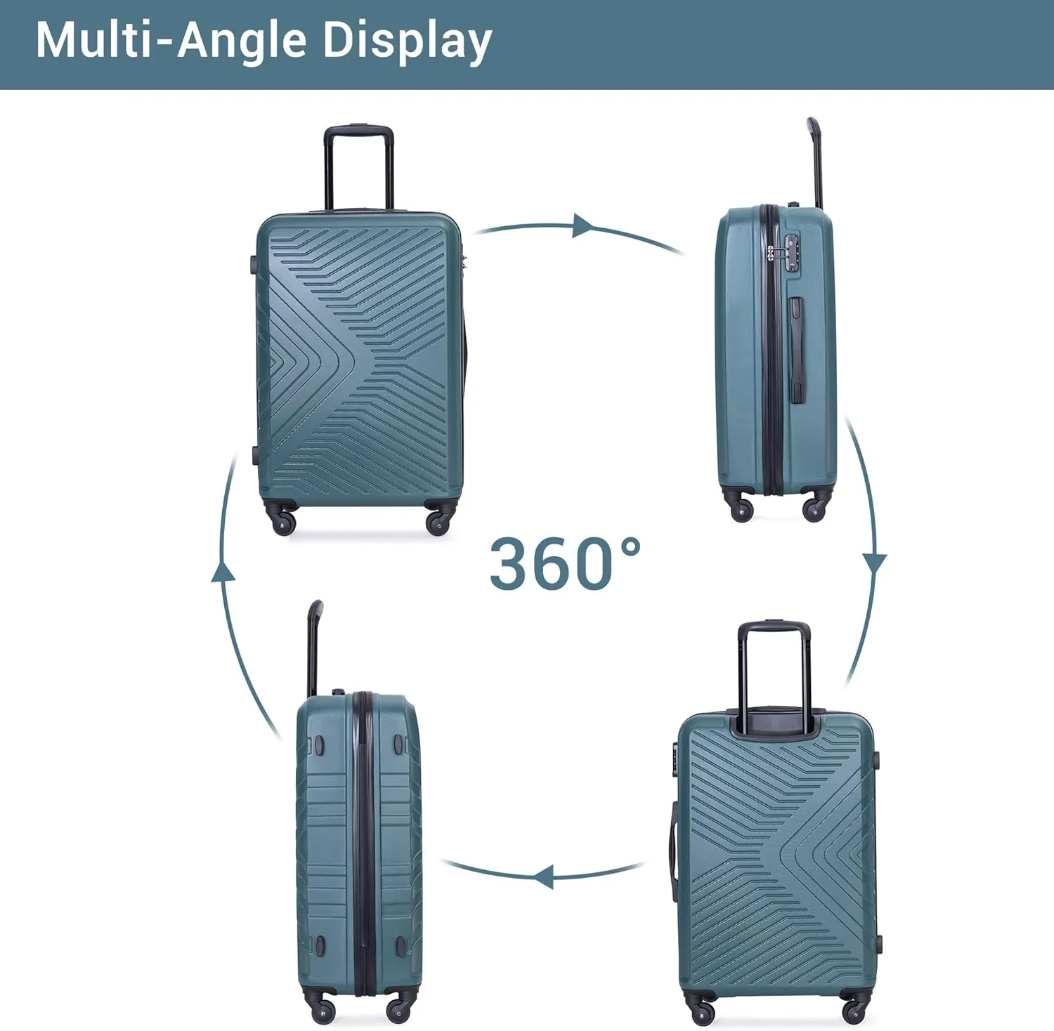 Luggage set,3 piece suitcases with wheels hardshell,TSA lock,Lightweight,20inch Carry-On,24/28inch Checked Luggage (Dark Green)