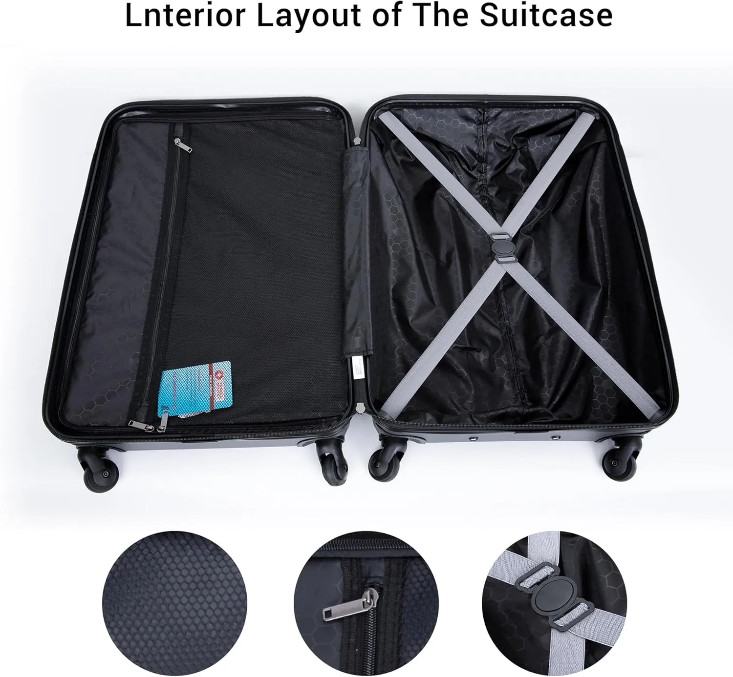 Luggage set,3 piece suitcases with wheels hardshell,TSA lock,Lightweight,20inch Carry-On,24/28inch Checked Luggage (Gray)