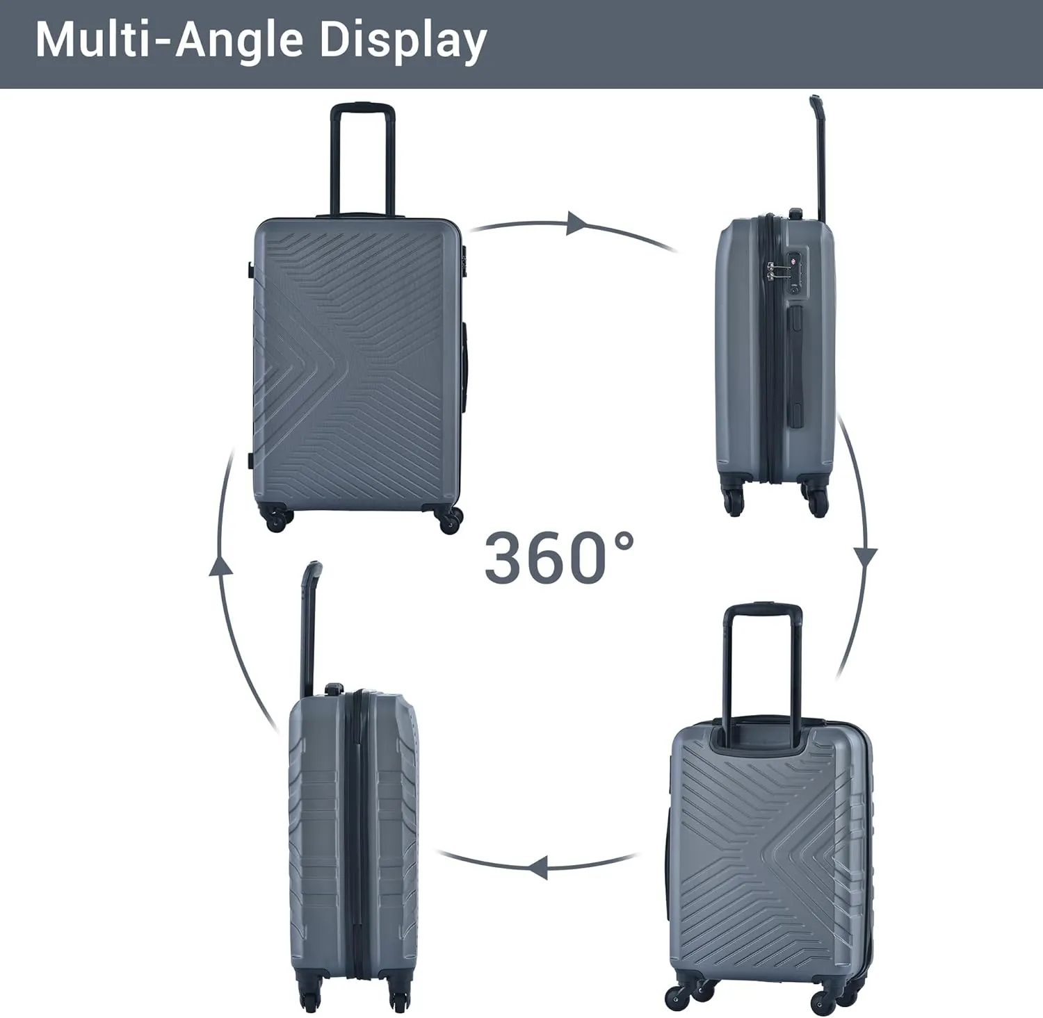 Luggage set,3 piece suitcases with wheels hardshell,TSA lock,Lightweight,20inch Carry-On,24/28inch Checked Luggage (Gray)