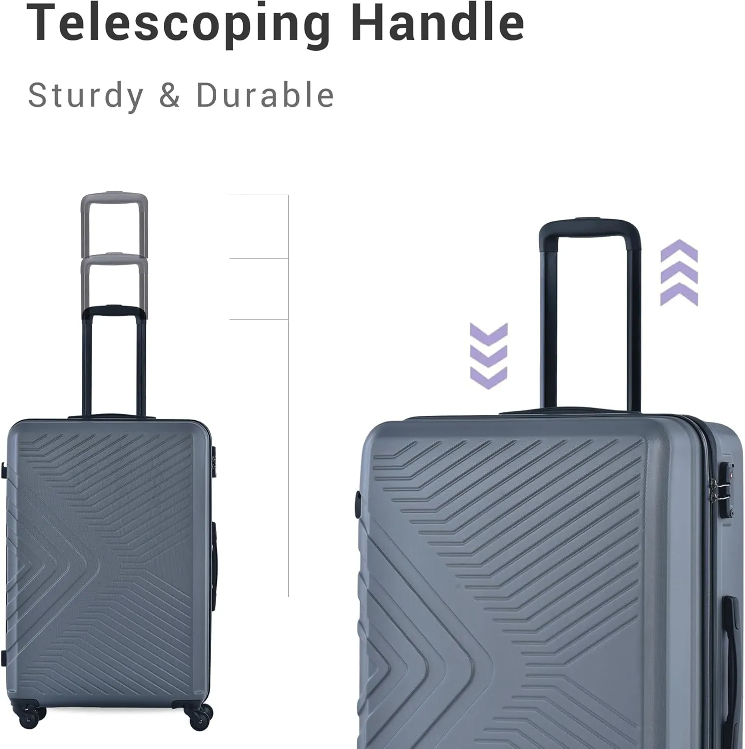 Luggage set,3 piece suitcases with wheels hardshell,TSA lock,Lightweight,20inch Carry-On,24/28inch Checked Luggage (Gray)