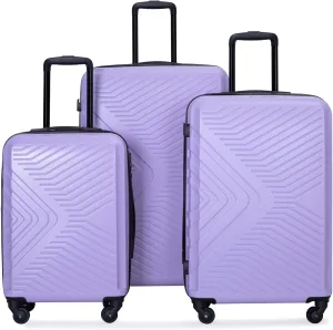 Luggage set,3 piece suitcases with wheels hardshell,TSA lock,Lightweight,20inch Carry-On,24/28inch Checked Luggage(Lavender)