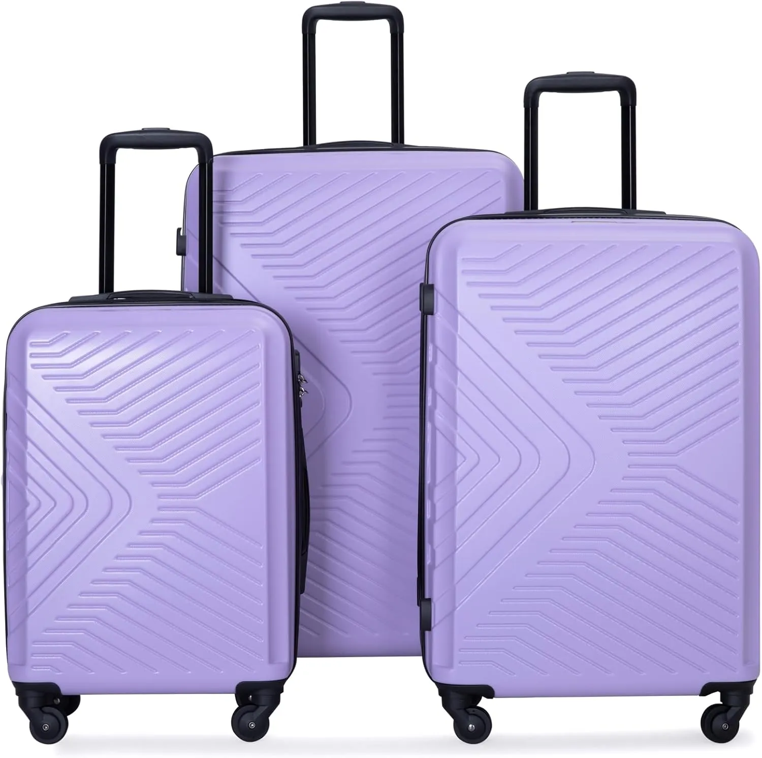Luggage set,3 piece suitcases with wheels hardshell,TSA lock,Lightweight,20inch Carry-On,24/28inch Checked Luggage(Lavender)