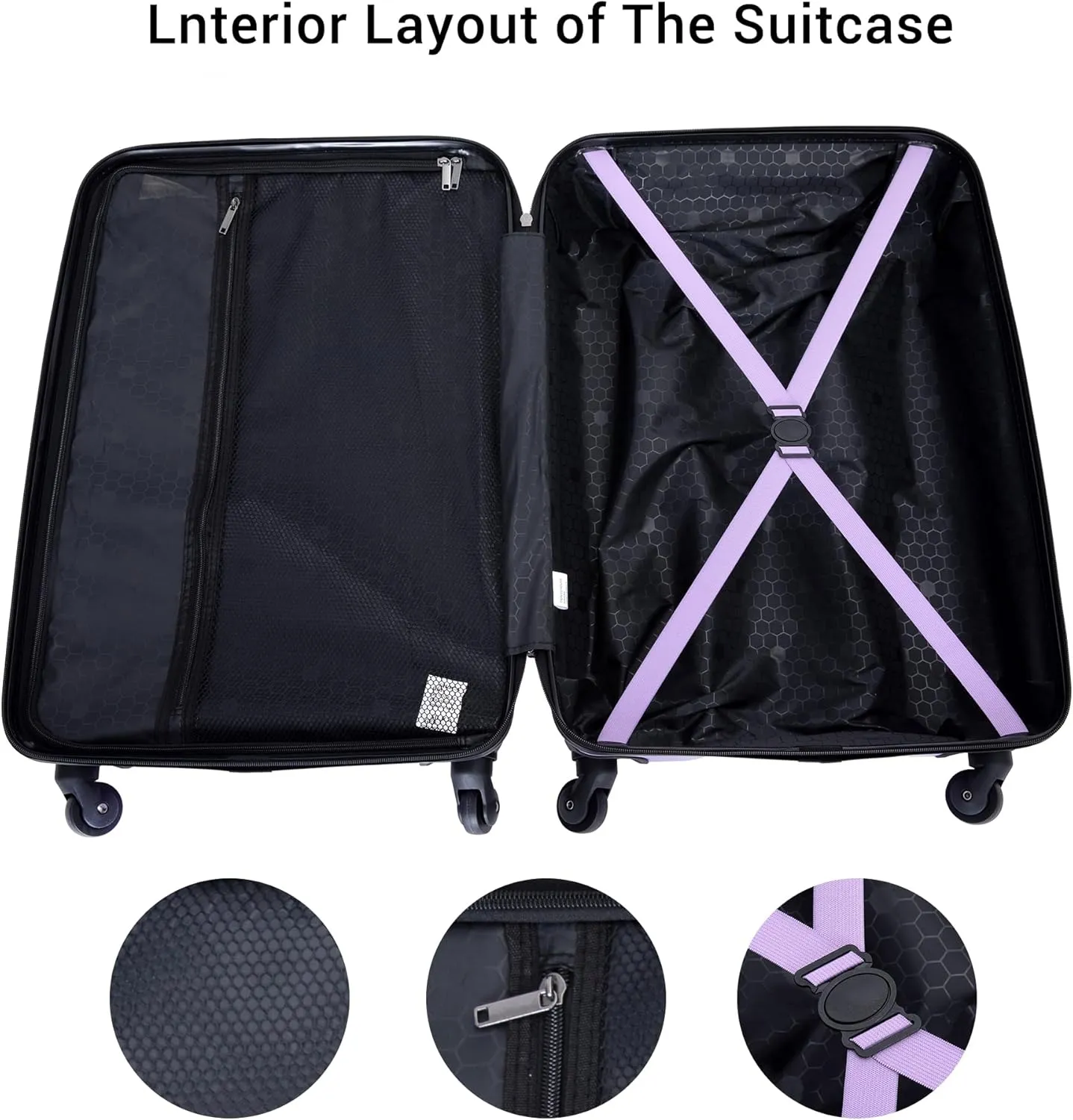Luggage set,3 piece suitcases with wheels hardshell,TSA lock,Lightweight,20inch Carry-On,24/28inch Checked Luggage(Lavender)