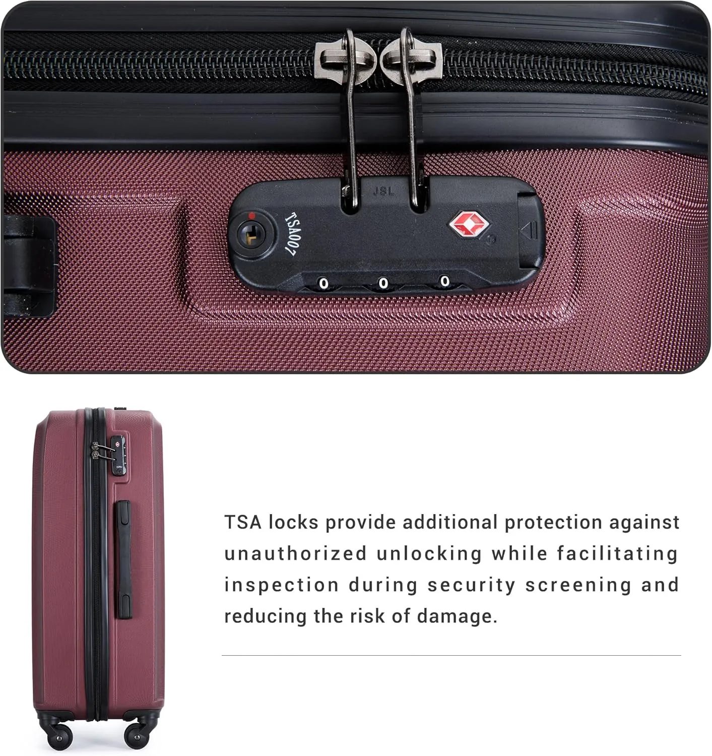 Luggage set,3 piece suitcases with wheels hardshell,TSA lock,Lightweight,20inch Carry-On,24/28inch Checked Luggage(Red)