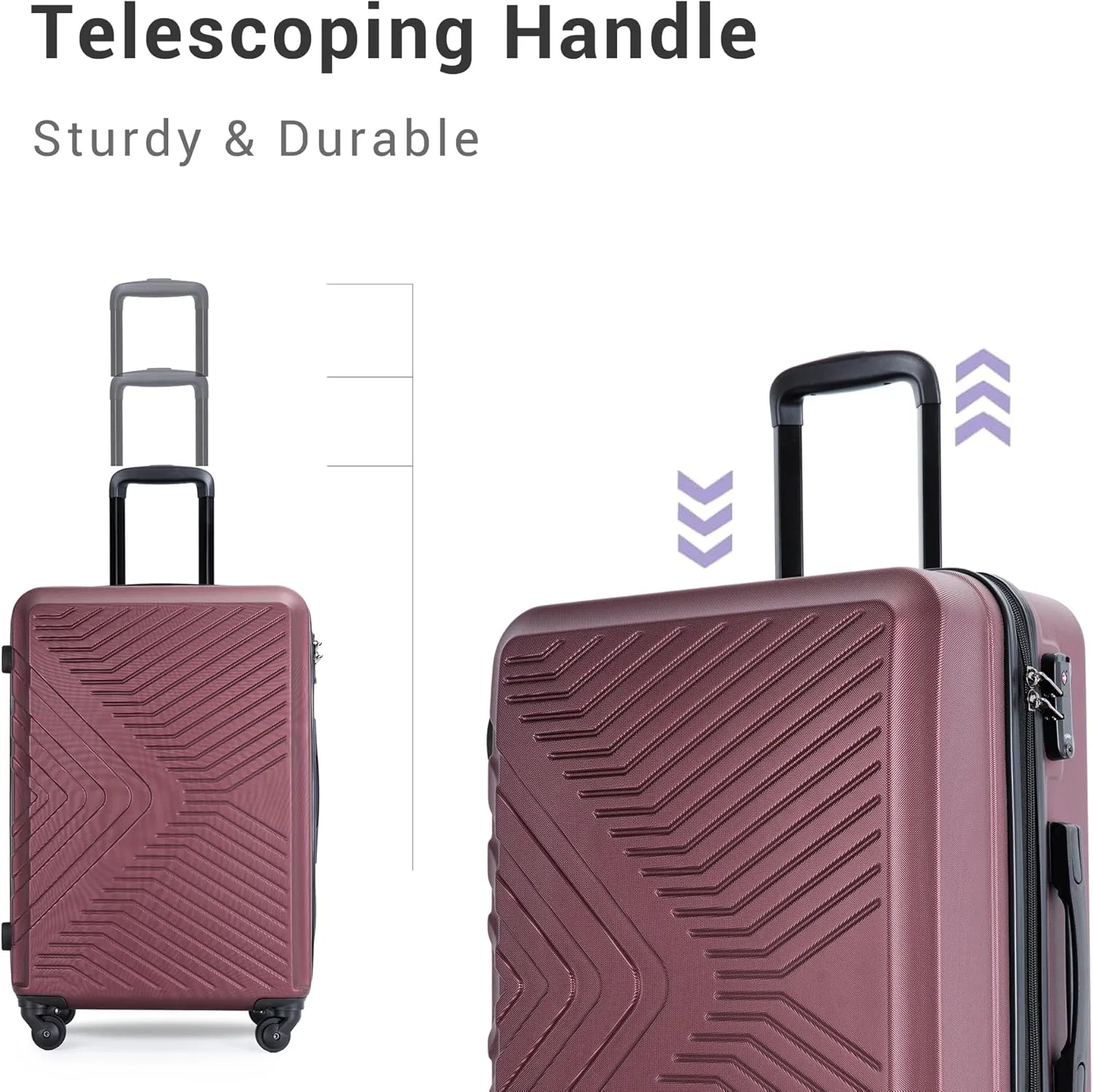 Luggage set,3 piece suitcases with wheels hardshell,TSA lock,Lightweight,20inch Carry-On,24/28inch Checked Luggage(Red)