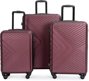 Luggage set,3 piece suitcases with wheels hardshell,TSA lock,Lightweight,20inch Carry-On,24/28inch Checked Luggage(Red)