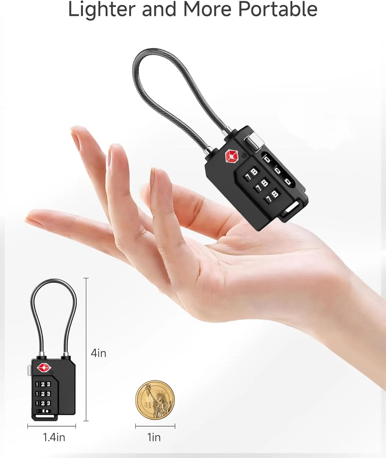 LUGGEX TSA Locks for Luggage, Ultra-Light Combination Lock for Suitcases, Carry-Ons, Backpacks, Gym| Lightweight ABS Cable Lock Set with Gift Box