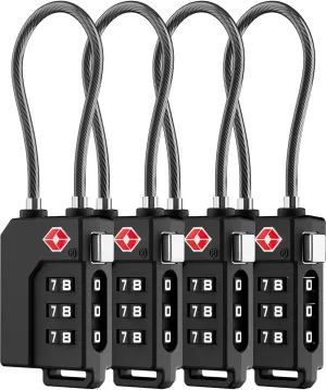 LUGGEX TSA Locks for Luggage, Ultra-Light Combination Lock for Suitcases, Carry-Ons, Backpacks, Gym| Lightweight ABS Cable Lock Set with Gift Box