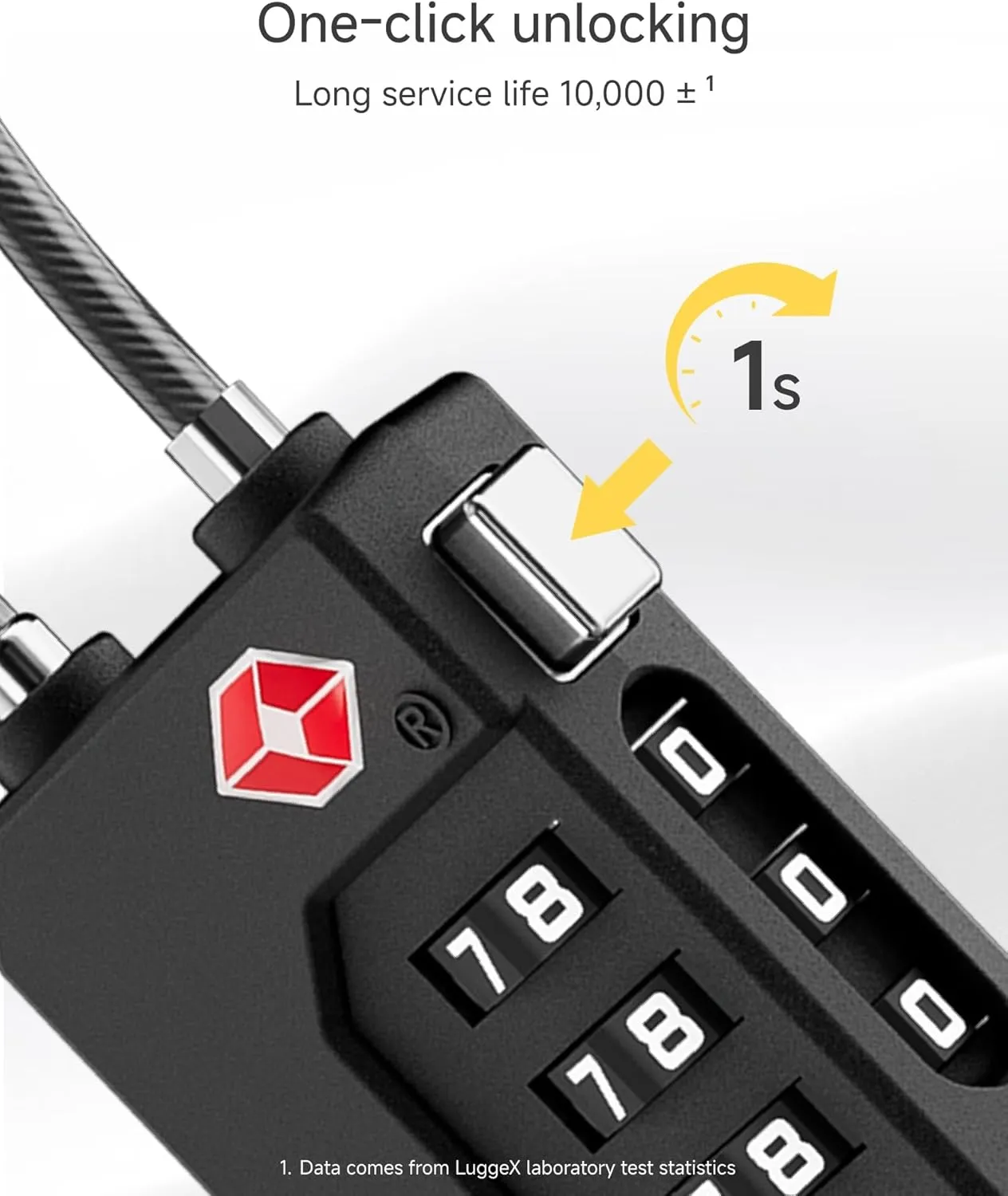 LUGGEX TSA Locks for Luggage, Ultra-Light Combination Lock for Suitcases, Carry-Ons, Backpacks, Gym| Lightweight ABS Cable Lock Set with Gift Box