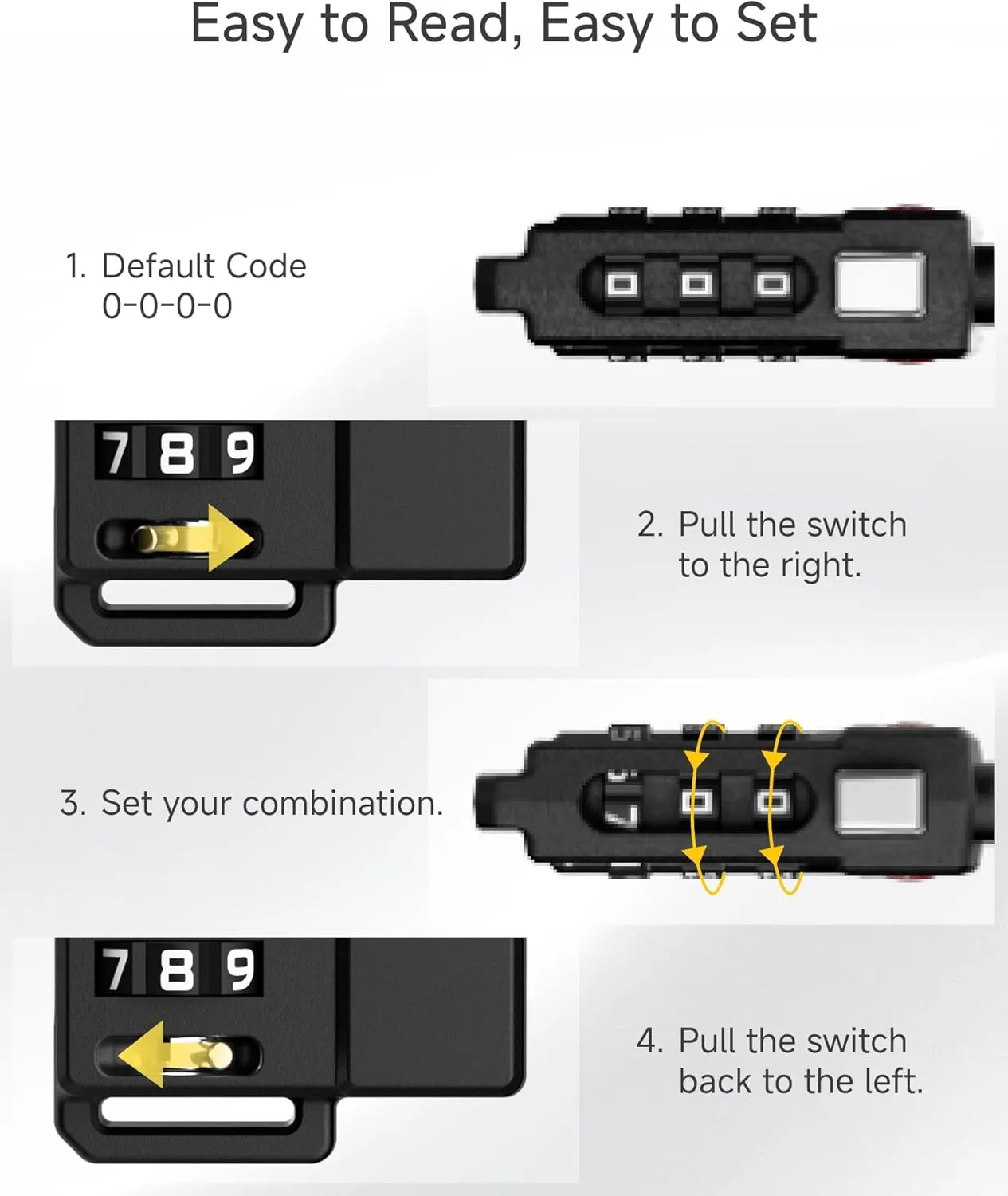LUGGEX TSA Locks for Luggage, Ultra-Light Combination Lock for Suitcases, Carry-Ons, Backpacks, Gym| Lightweight ABS Cable Lock Set with Gift Box