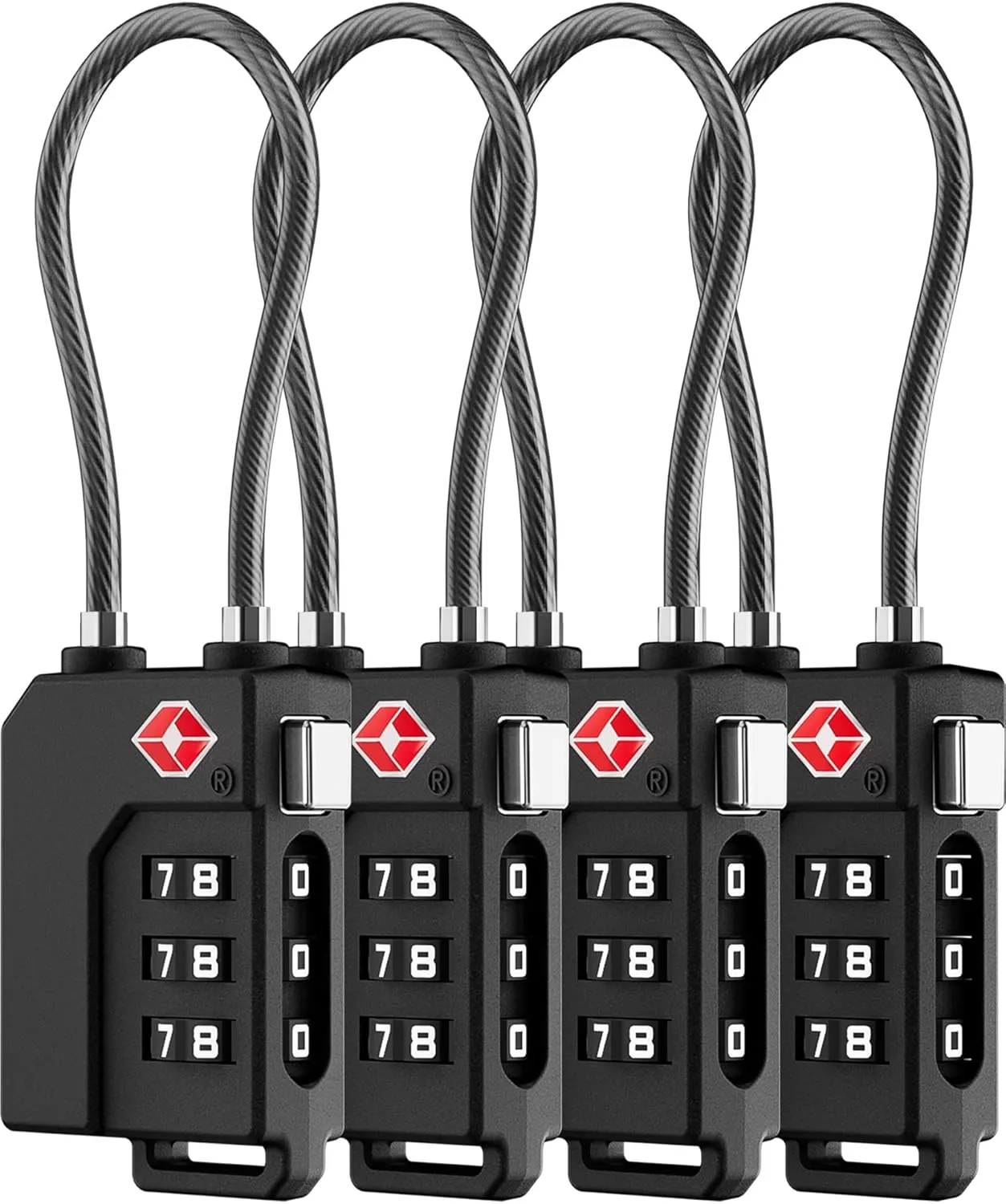 LUGGEX TSA Locks for Luggage, Ultra-Light Combination Lock for Suitcases, Carry-Ons, Backpacks, Gym| Lightweight ABS Cable Lock Set with Gift Box