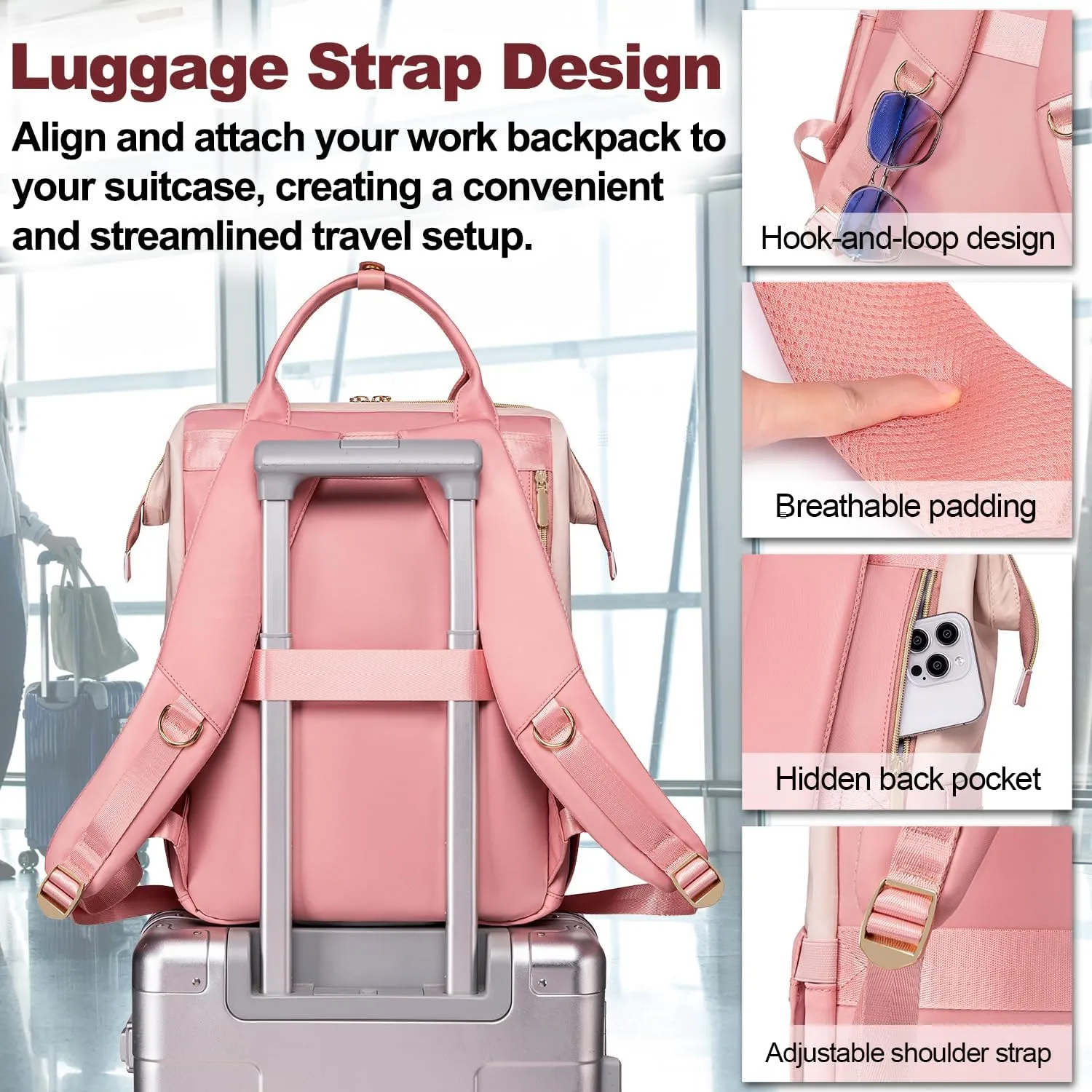Lunch Backpack for Women, 15.6 inch Laptop Backpacks for Womens, Work Backpacks with Lunchbox,Insulated Back pack Cooler,Teacher Nurse Travel Backpack for Women