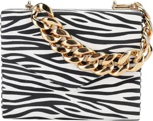 LUOZZY Women Clutch Bag Zebra Print Clutch PU Leather Shoulder Bags with Buckle Flap Over Chain Shoulder Bags Animal Purse Strap