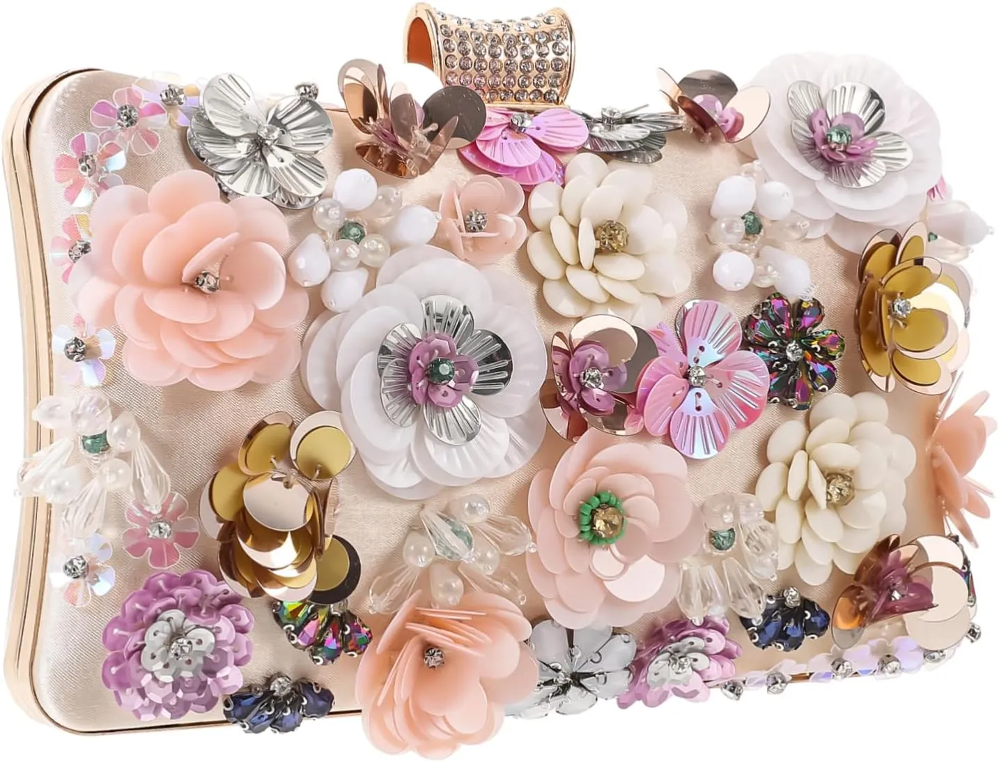 Luxury Women's Handbag Beaded Flower Evening Clutch Bag for Wedding Night Out