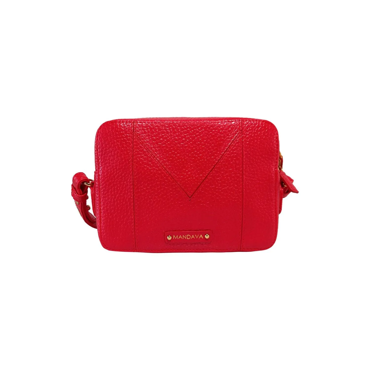 MANDAVA Women's PU Leather Crossbody Bag | Ladies Mini Shoulder Bag with Adjustable & Detachable Strap (Cherry Red)