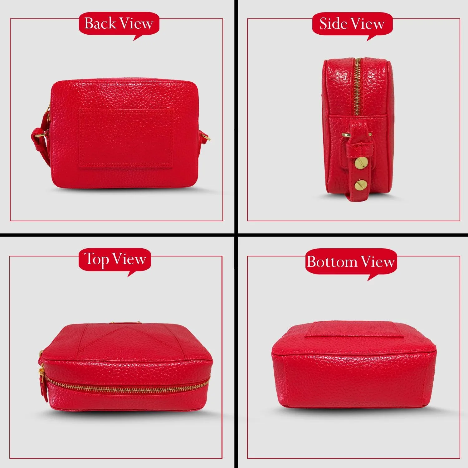 MANDAVA Women's PU Leather Crossbody Bag | Ladies Mini Shoulder Bag with Adjustable & Detachable Strap (Cherry Red)