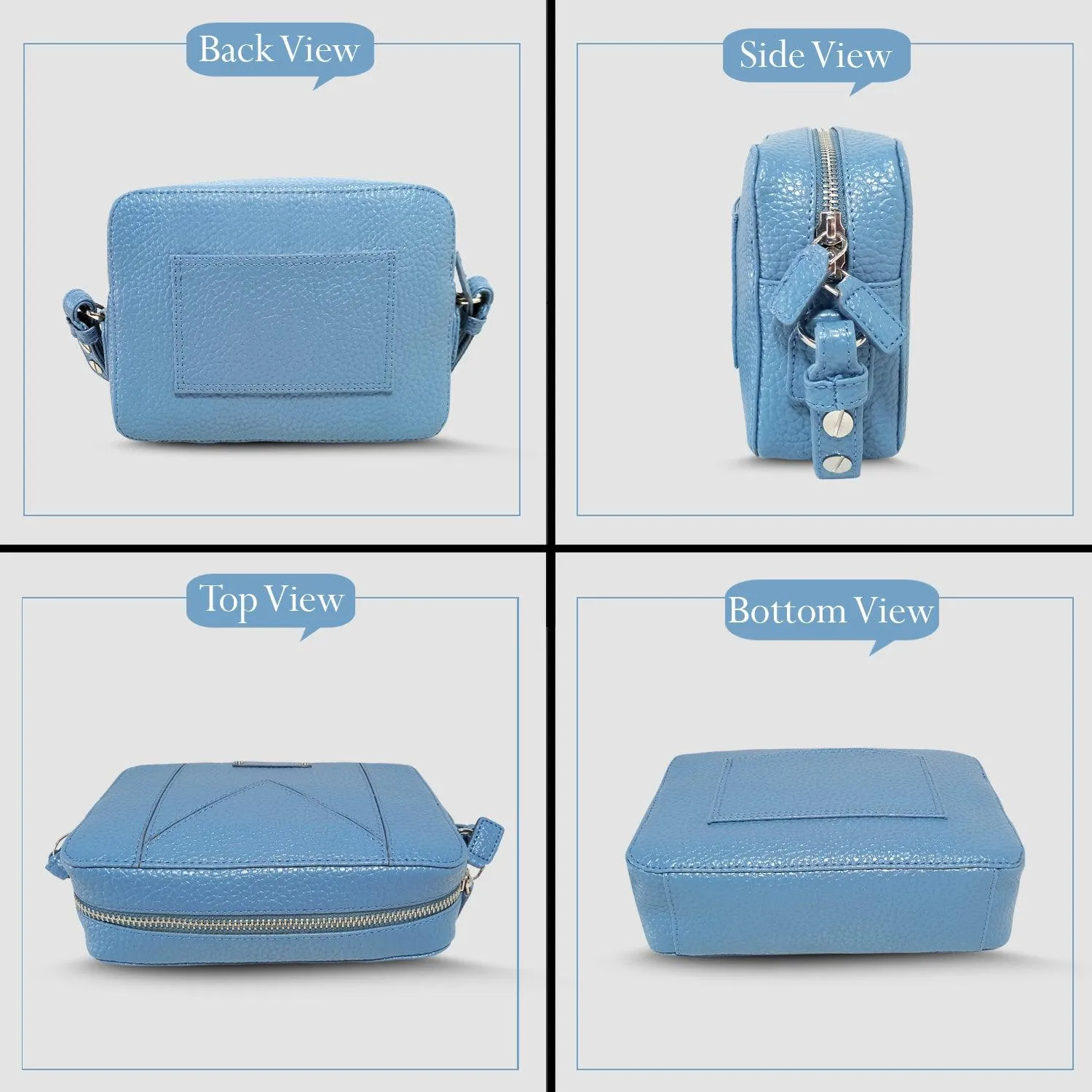 MANDAVA Women's PU Leather Crossbody Bag | Ladies Mini Shoulder Bag with Adjustable & Detachable Strap (Sky Blue)