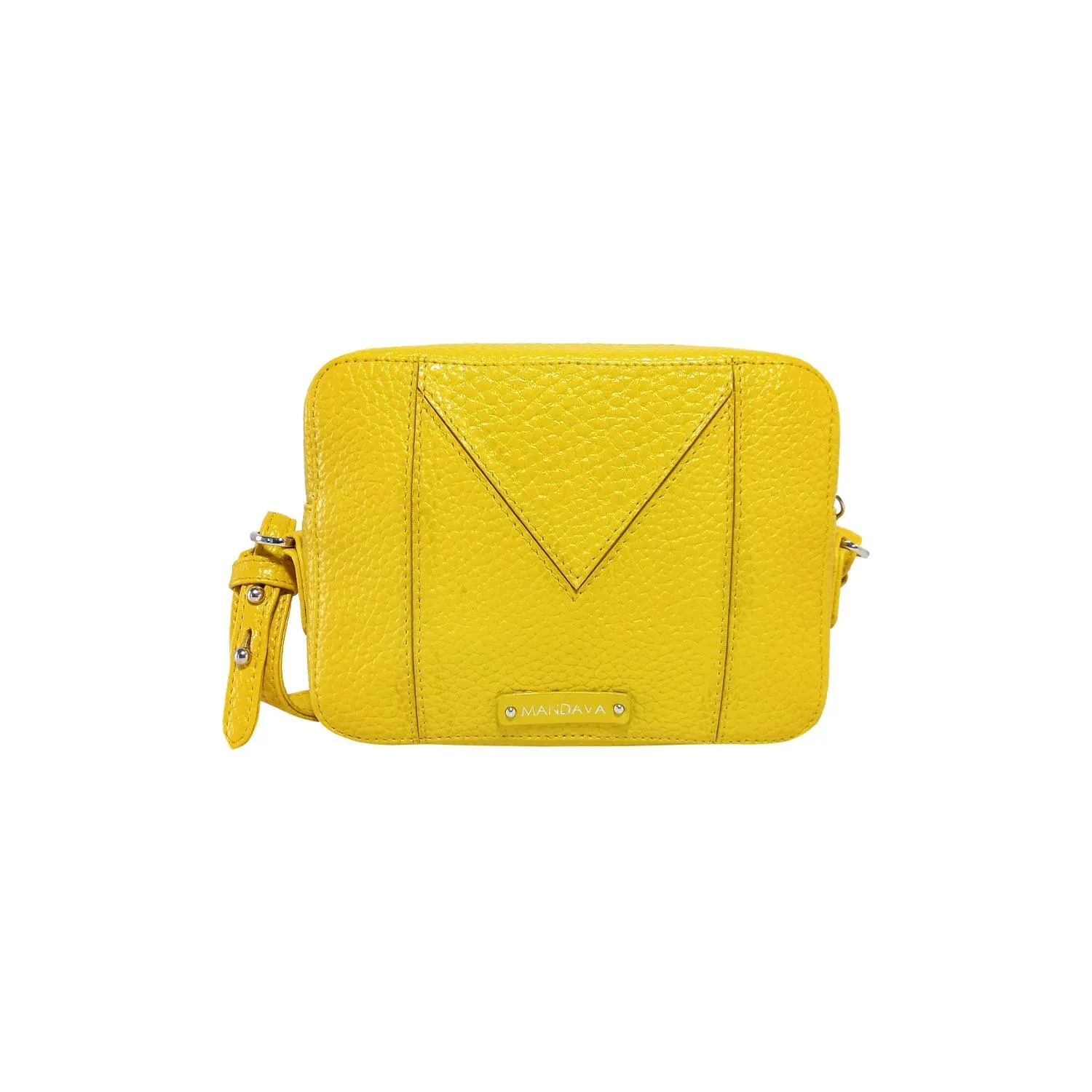 MANDAVA Women's PU Leather Crossbody Bag | Ladies Mini Shoulder Bag with Adjustable & Detachable Strap (Yellow)