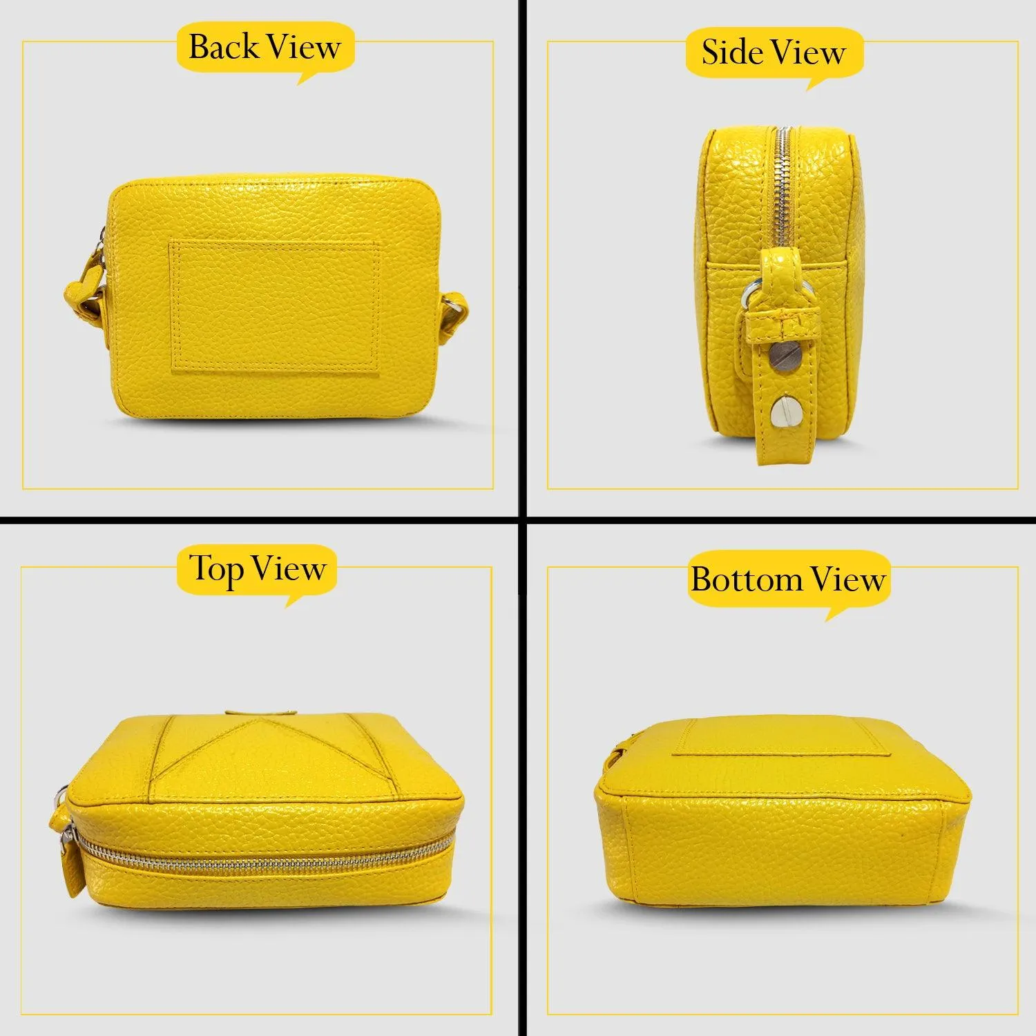 MANDAVA Women's PU Leather Crossbody Bag | Ladies Mini Shoulder Bag with Adjustable & Detachable Strap (Yellow)