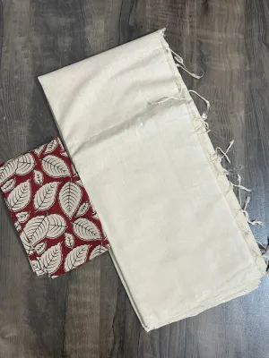 Mangalagiri Hand Woven Cotton Saree with 2 Blouses #
