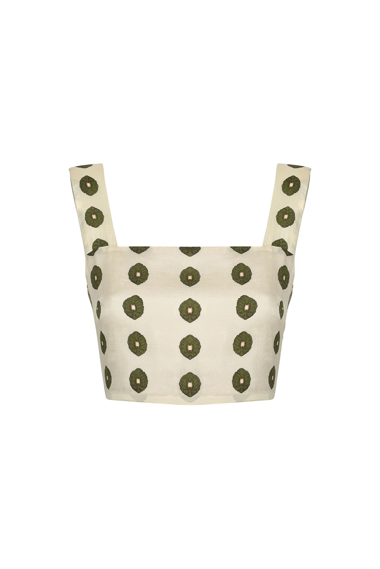 Marimba Silk Martellato Top  / Ivory Green Chintz