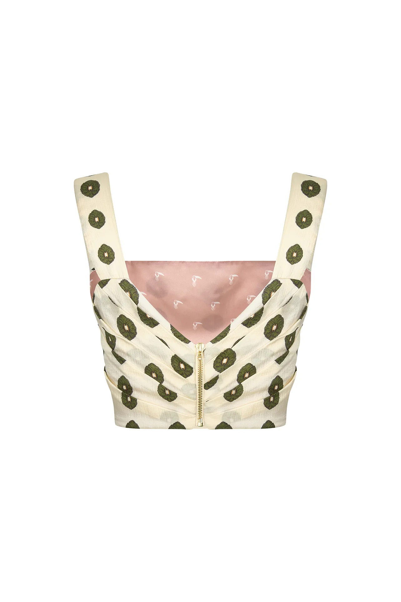 Marimba Silk Martellato Top  / Ivory Green Chintz
