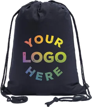 Mato & Hash Wholesale Custom Drawstring Backpacks, Personalized Promotional Cotton Bags - 20PK Black CE2725