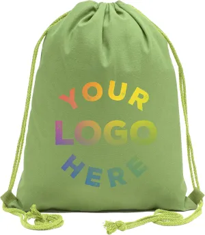 Mato & Hash Wholesale Custom Drawstring Backpacks, Personalized Promotional Cotton Bags - 20PK Lime CE2725