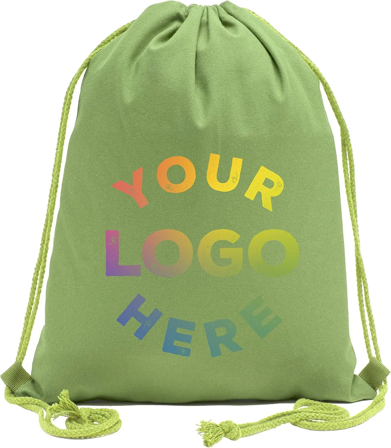 Mato & Hash Wholesale Custom Drawstring Backpacks, Personalized Promotional Cotton Bags - 20PK Lime CE2725