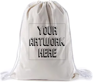 Mato & Hash Wholesale Custom Drawstring Backpacks, Personalized Promotional Cotton Bags - 20PK Natural CE2725