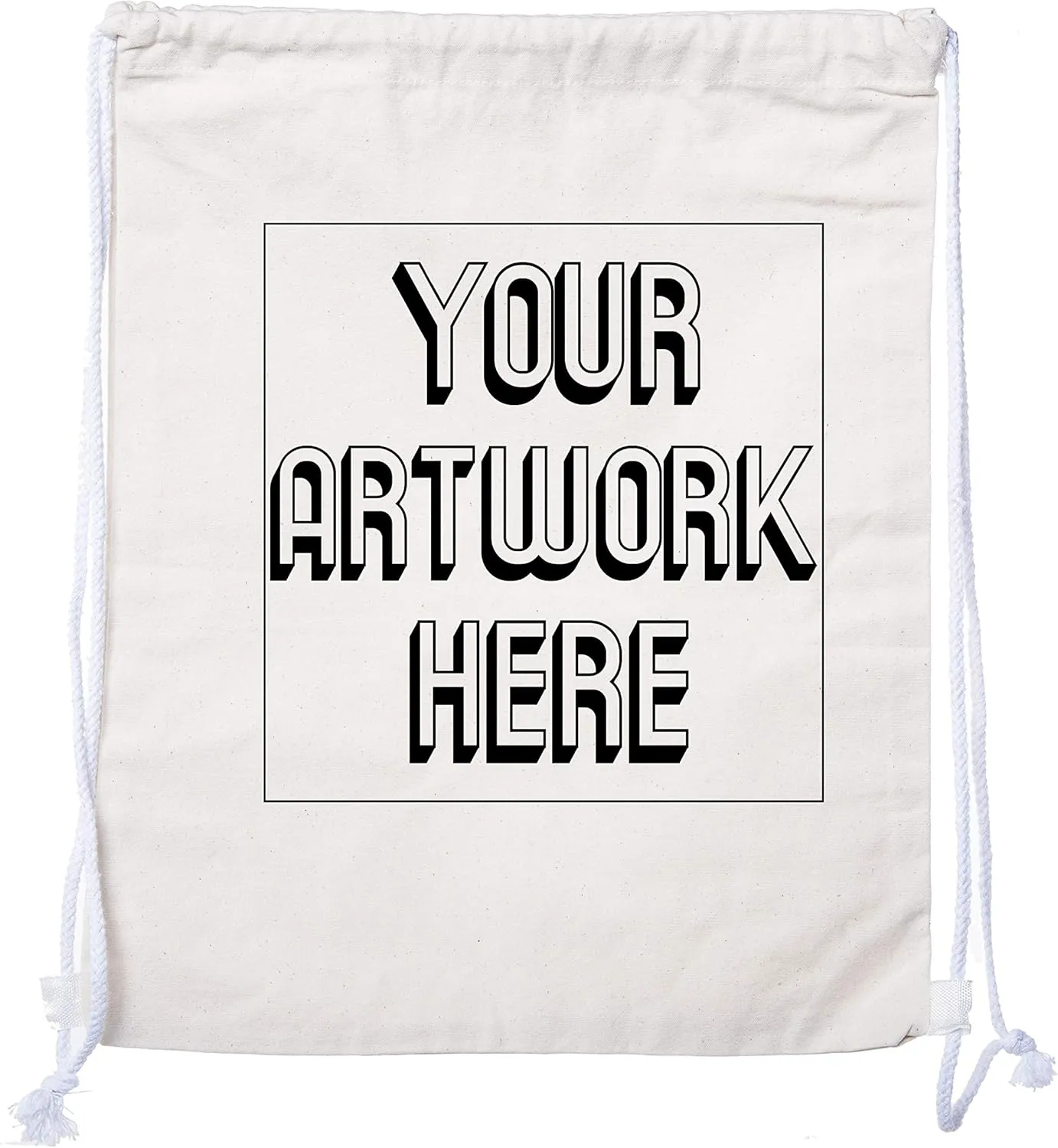 Mato & Hash Wholesale Custom Drawstring Backpacks, Personalized Promotional Cotton Bags - 20PK Natural CE2725