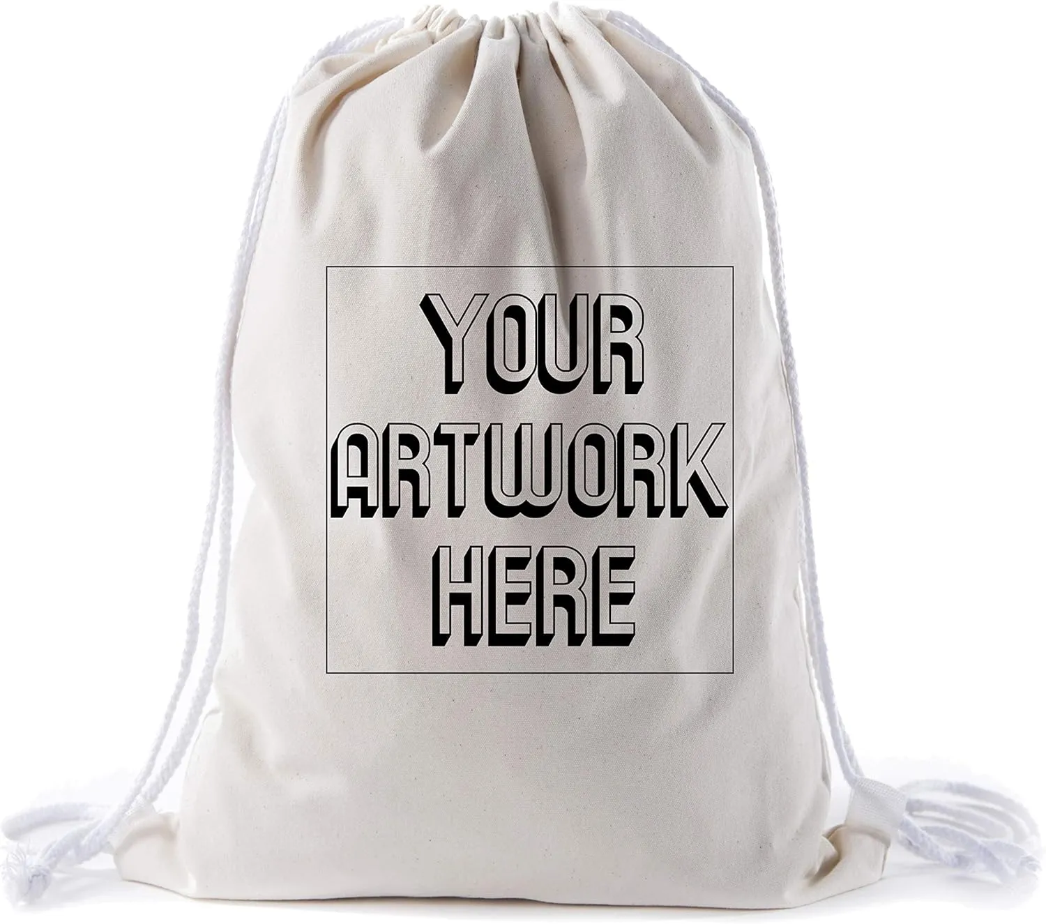 Mato & Hash Wholesale Custom Drawstring Backpacks, Personalized Promotional Cotton Bags - 20PK Natural CE2725