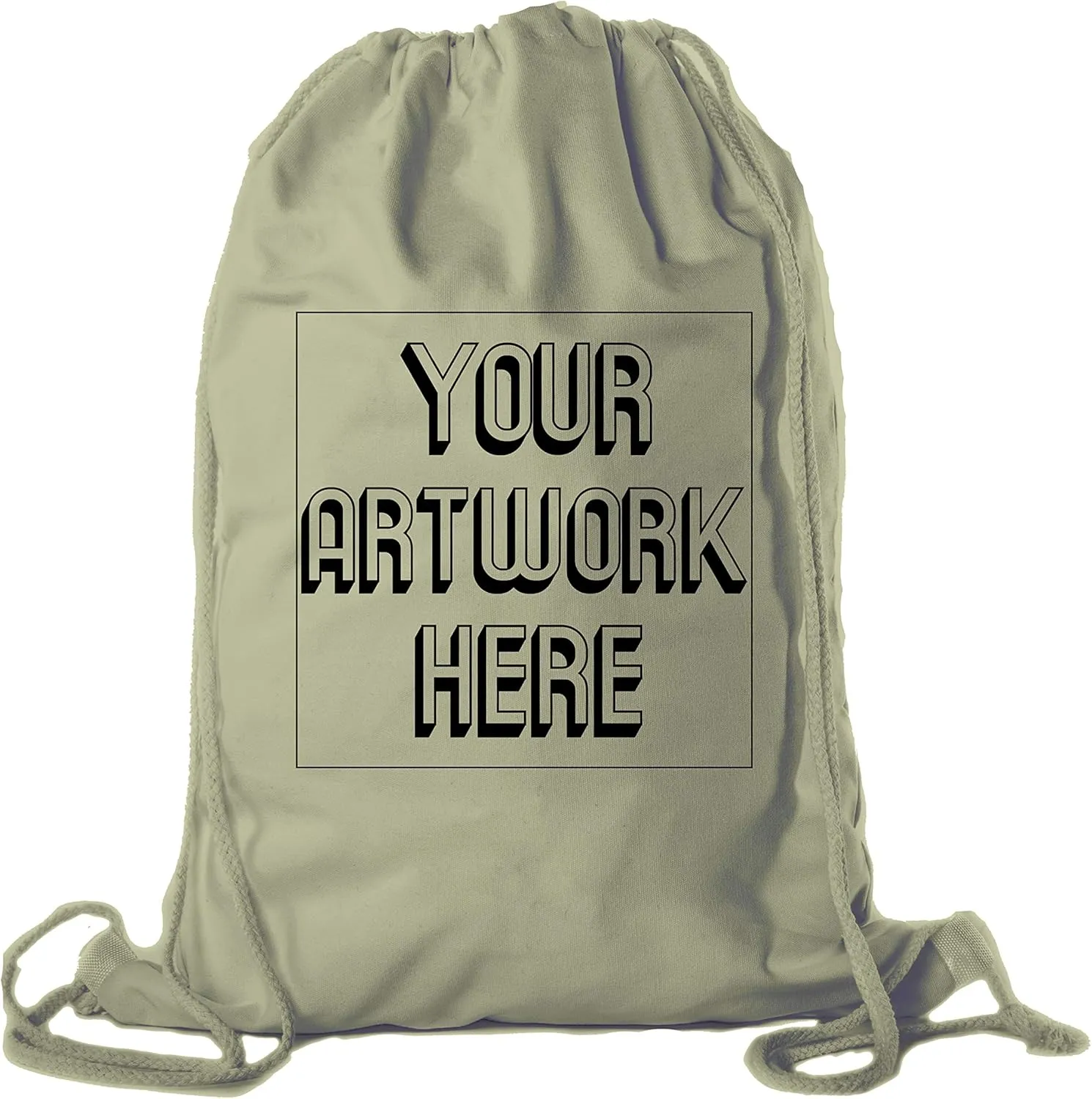 Mato & Hash Wholesale Custom Drawstring Backpacks, Personalized Promotional Cotton Bags - 20PK Olive CE2725