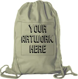 Mato & Hash Wholesale Custom Drawstring Backpacks, Personalized Promotional Cotton Bags - 20PK Olive CE2725