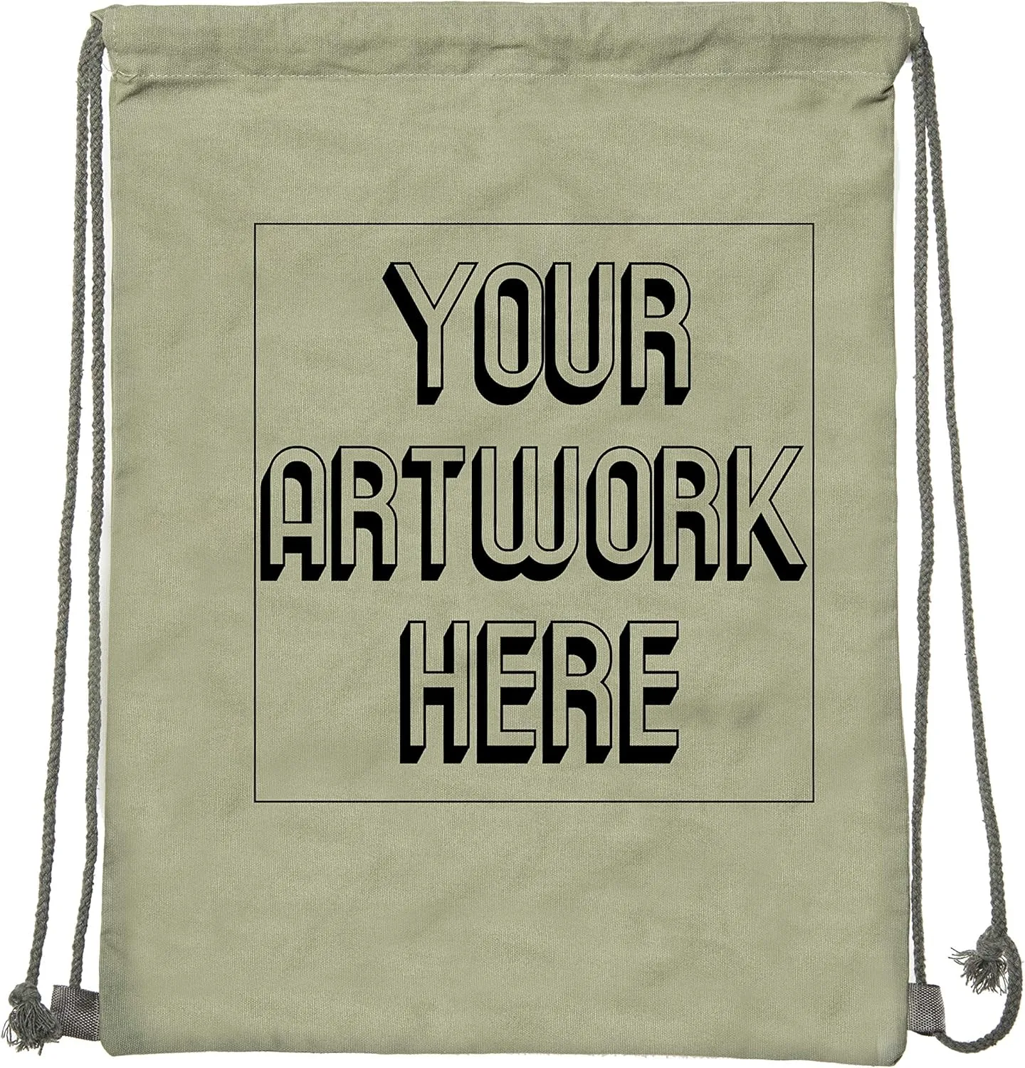 Mato & Hash Wholesale Custom Drawstring Backpacks, Personalized Promotional Cotton Bags - 20PK Olive CE2725