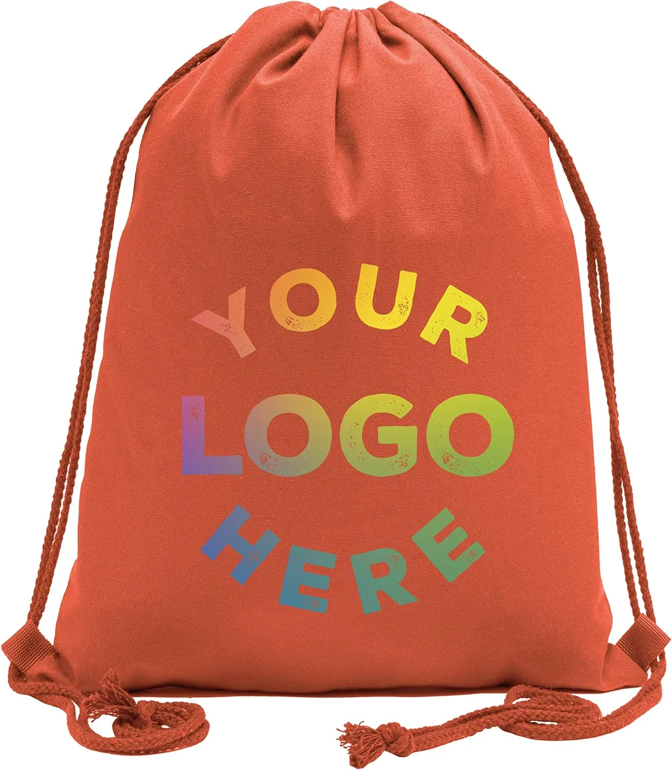Mato & Hash Wholesale Custom Drawstring Backpacks, Personalized Promotional Cotton Bags - 20PK Orange CE2725