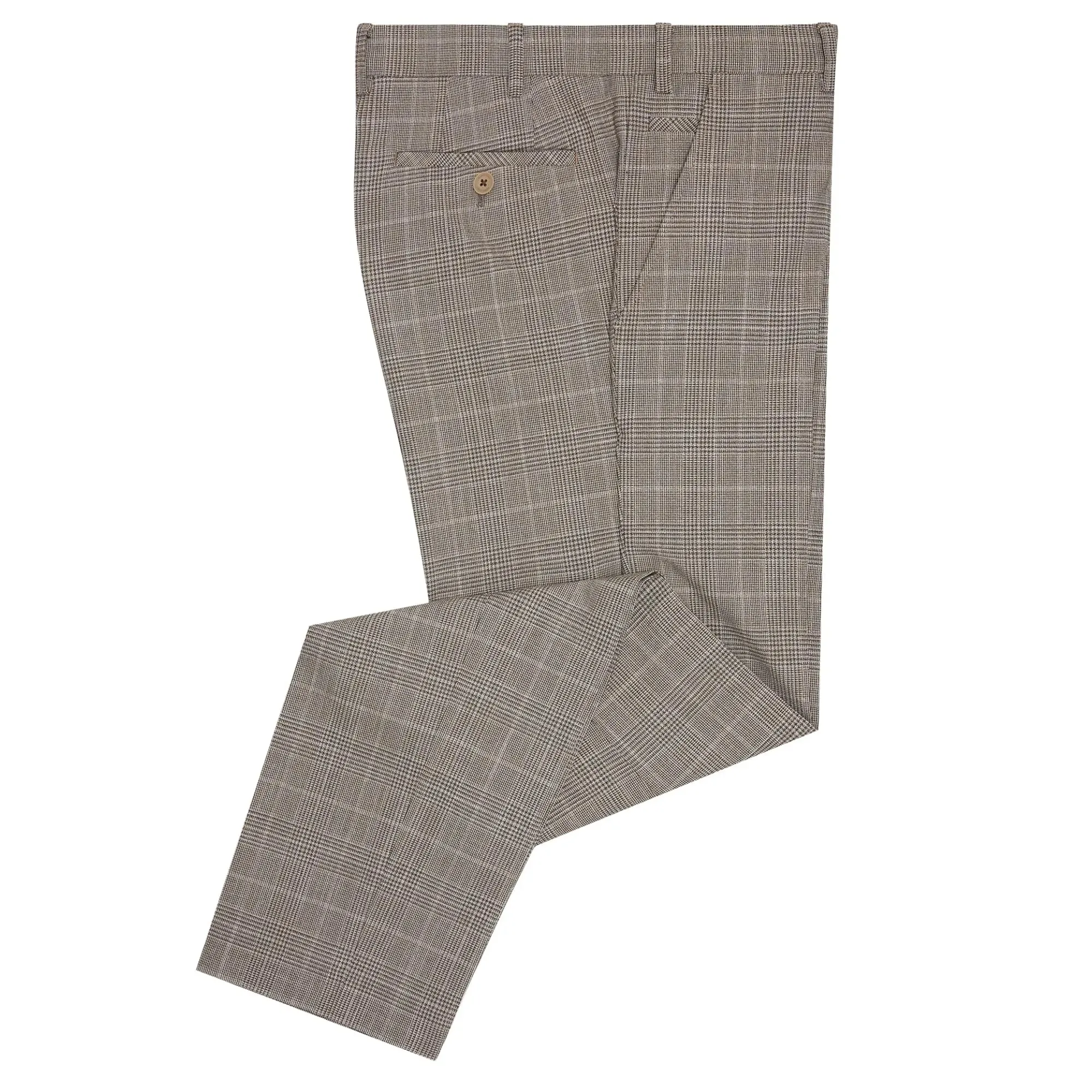Matteo Prince of Wales Suit Trousers - Brown