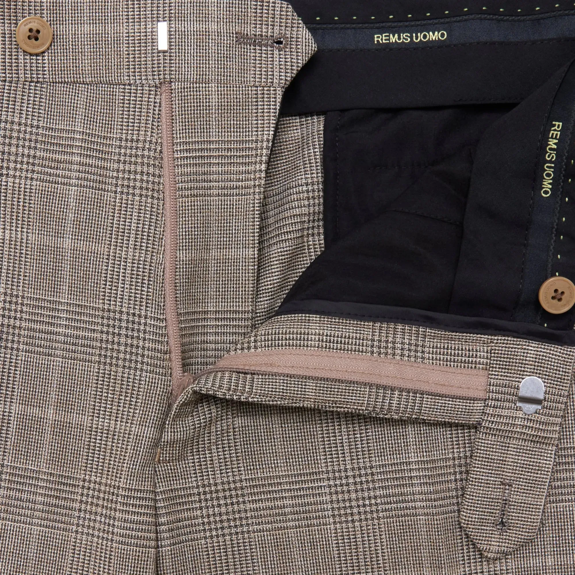 Matteo Prince of Wales Suit Trousers - Brown