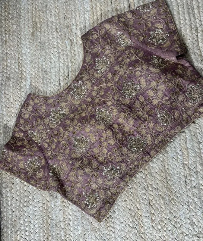 Mauv Blouse with Aari Tari embroidery