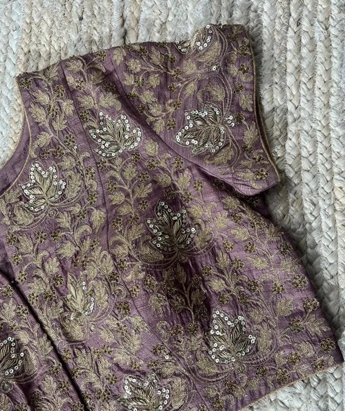 Mauv Blouse with Aari Tari embroidery