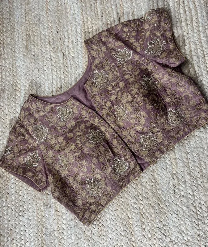 Mauv Blouse with Aari Tari embroidery