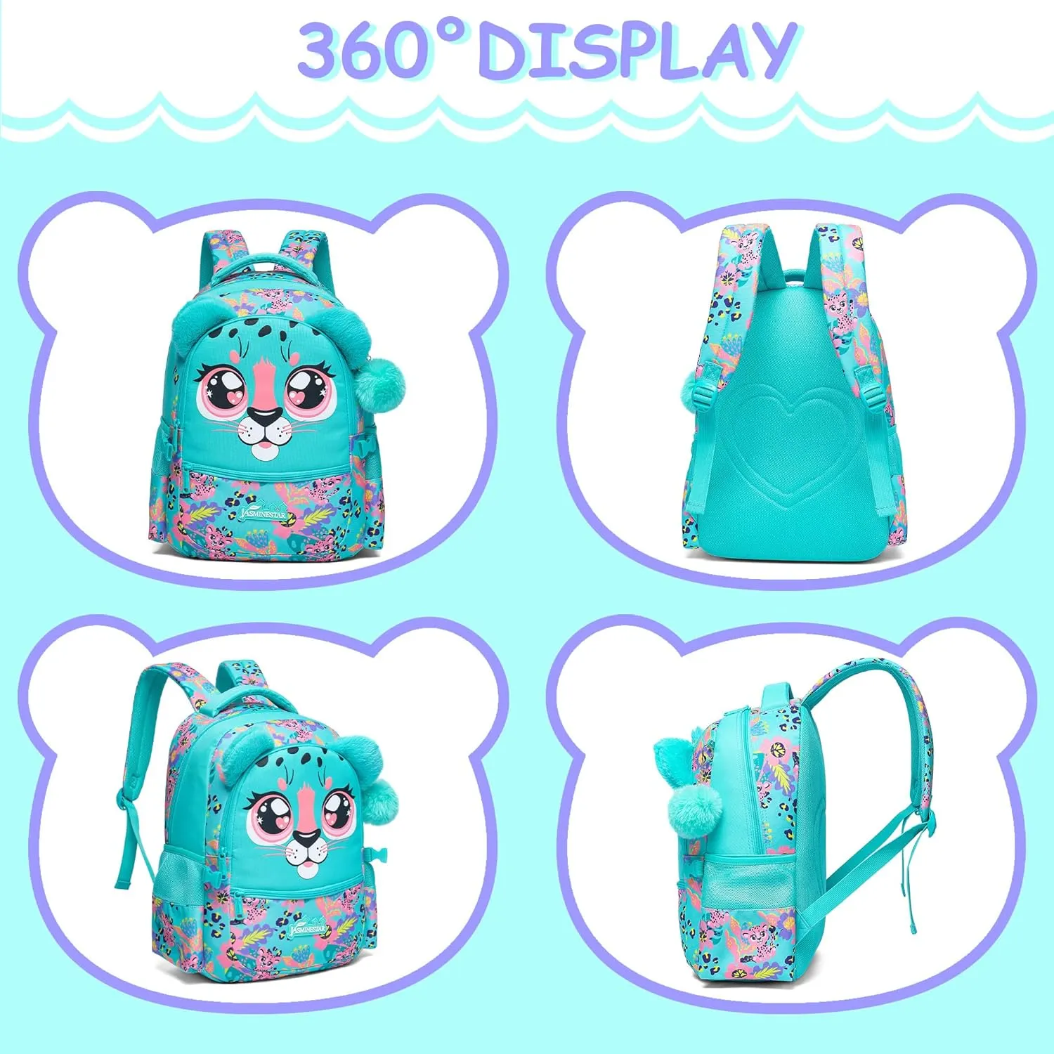 Meetbelify Kids Backpacks for Girls School Bag Cute Girls Backpacks Ages 8-10 with Lunch Box Bookbag Set Travel Backpack for Elementary Preschool Students