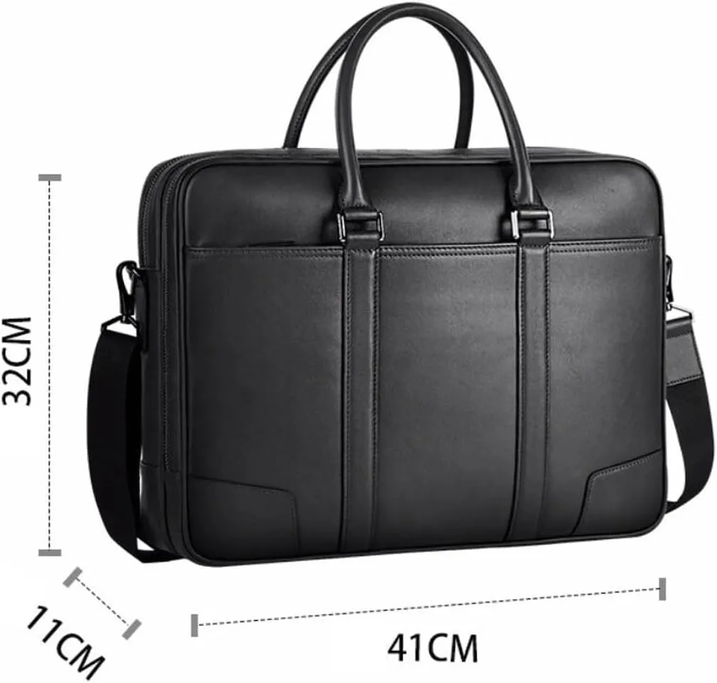 Mens Briefcases Handbags Genuine Leather Messenger Shoulder Bags Laptop Bags Carrying Cases 16Inch