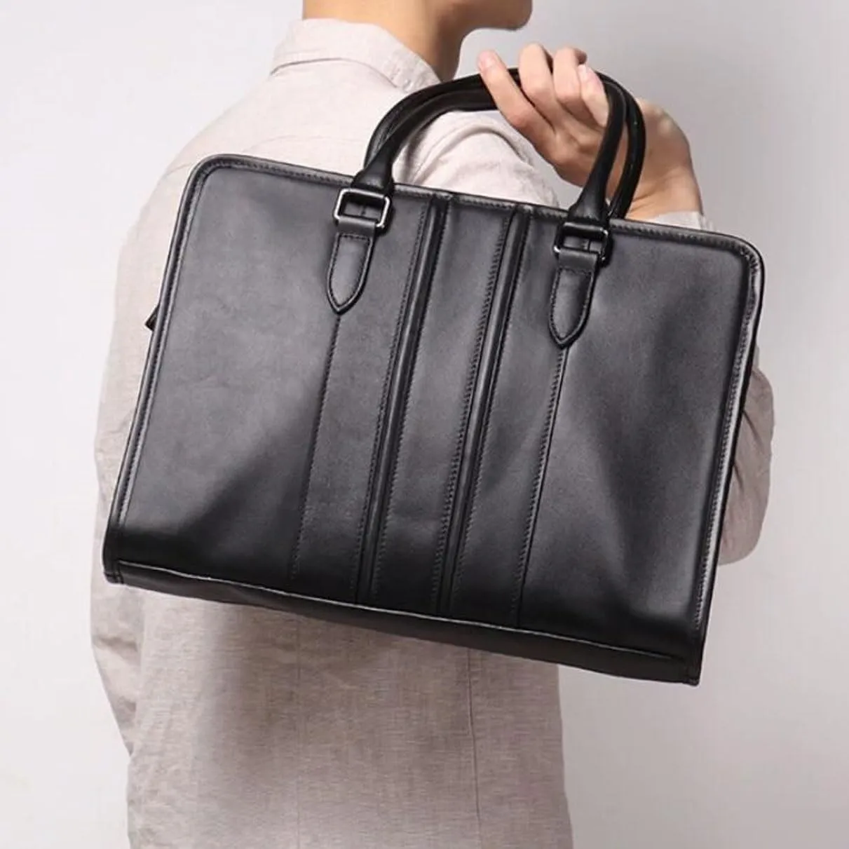 Mens Briefcases Handbags Laptop Bags Computer Carrying Cases Genuine Leather Messenger Shoulder Bags