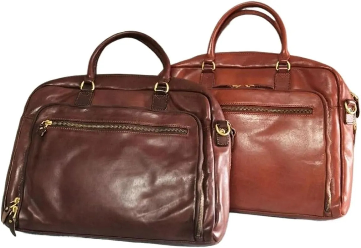 Mens Briefcases Handbags Messenger Shoulder Bags Genuine Leather Carrying Cases Laptop Bags(Brown)