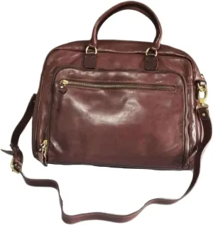 Mens Briefcases Handbags Messenger Shoulder Bags Genuine Leather Carrying Cases Laptop Bags(Brown)