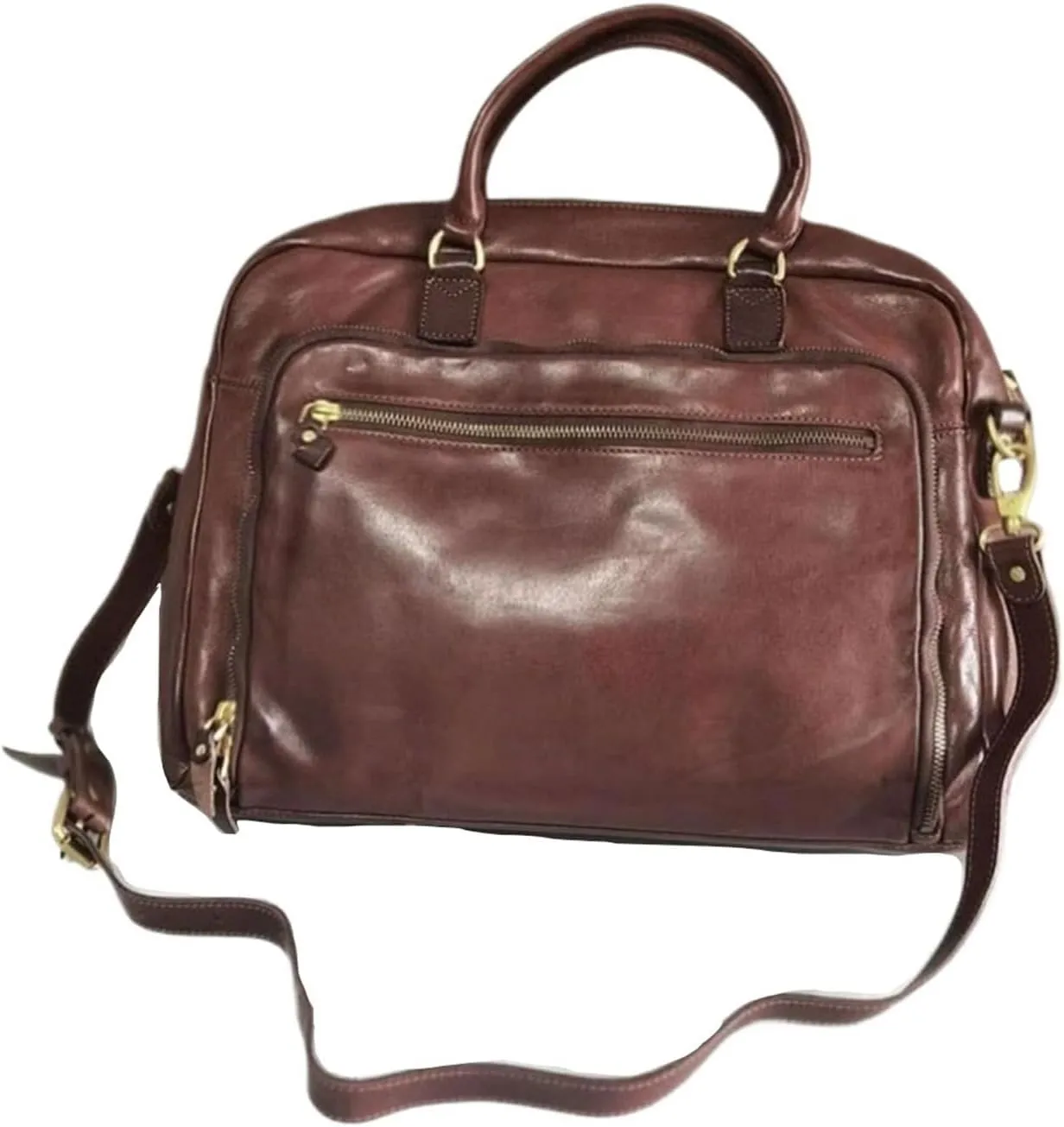 Mens Briefcases Handbags Messenger Shoulder Bags Genuine Leather Carrying Cases Laptop Bags(Brown)