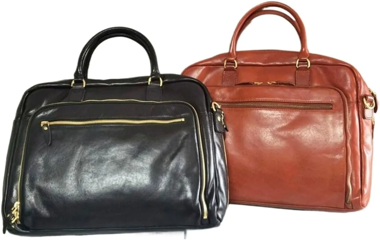 Mens Briefcases Handbags Messenger Shoulder Bags Genuine Leather Carrying Cases Laptop Bags(Brown)