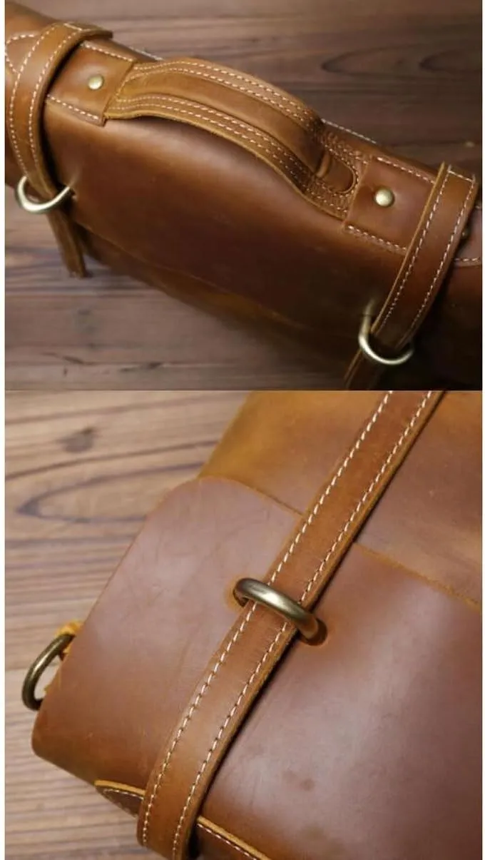 Mens Briefcases Leather Messenger Shoulder Bags Computer Carrying Cases Handbags Laptop Bags 15Inch
