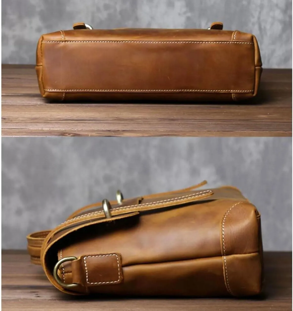Mens Briefcases Leather Messenger Shoulder Bags Computer Carrying Cases Handbags Laptop Bags 15Inch